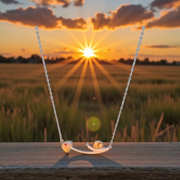 Helen De Lete Gold & Silver Toned Snail And Mushroom Pendent Necklace - Picture 3 of 4